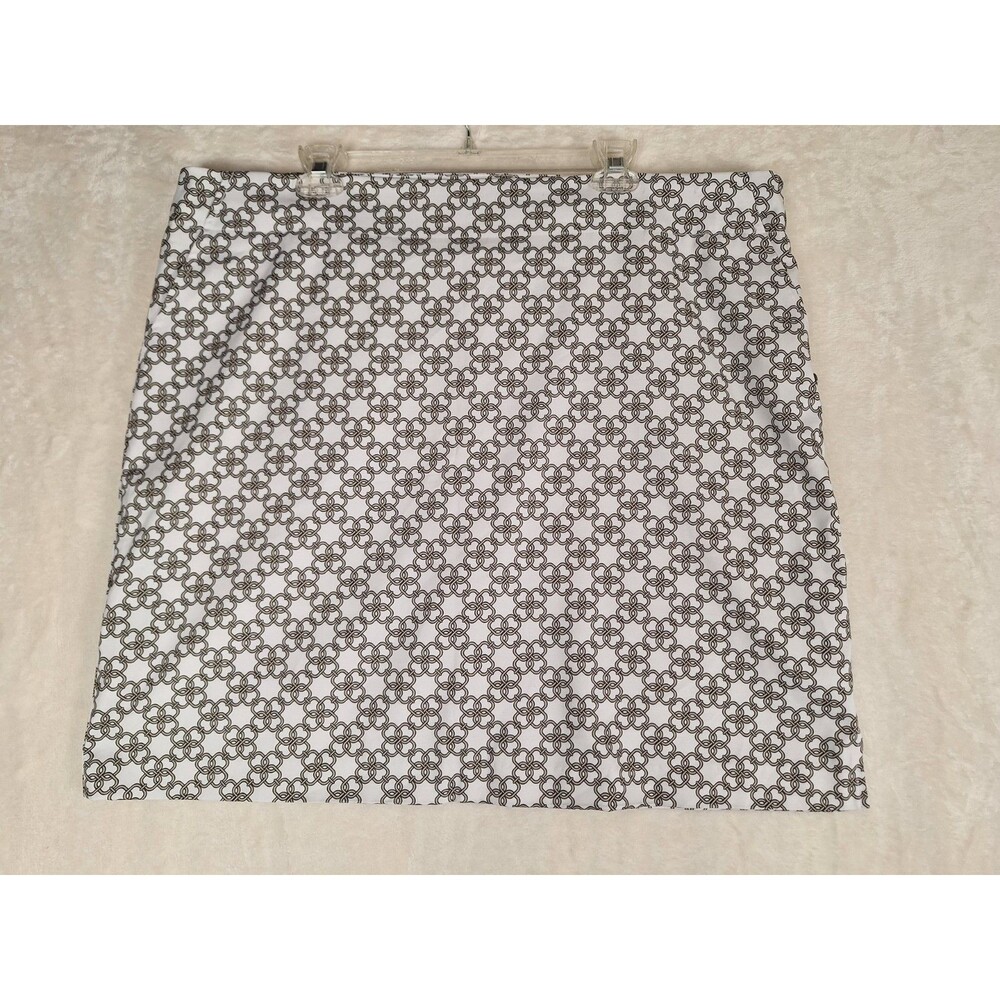 Cracked Wheat  Womens 18 Golf Skort Tennis White Gold Rings Zip Slit Pockets 2X